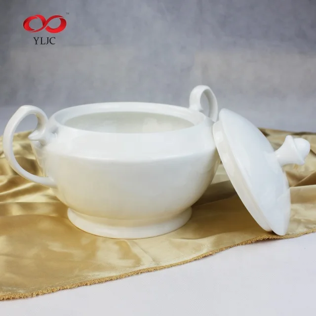 
Factory wholesale ceramic white porcelain soup tureen 