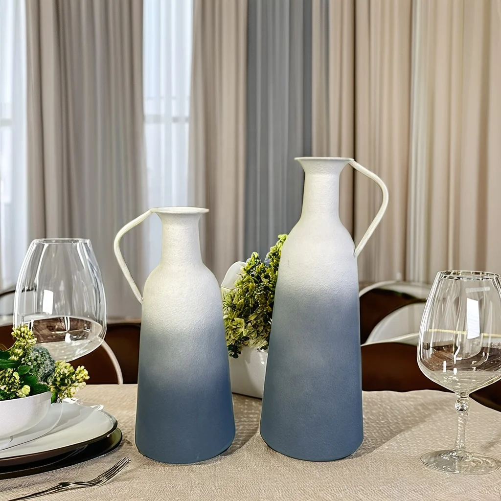 Lander blue and white vases decoration tall metal flower vases for home decor