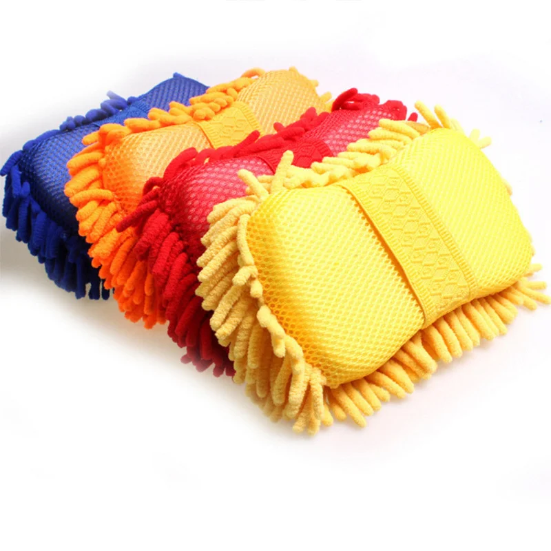 Round Detailing Cleaning Cloth With For Car Microfiber Chenille Sponge Top Fashion Colorful Wax Applicator Pad
