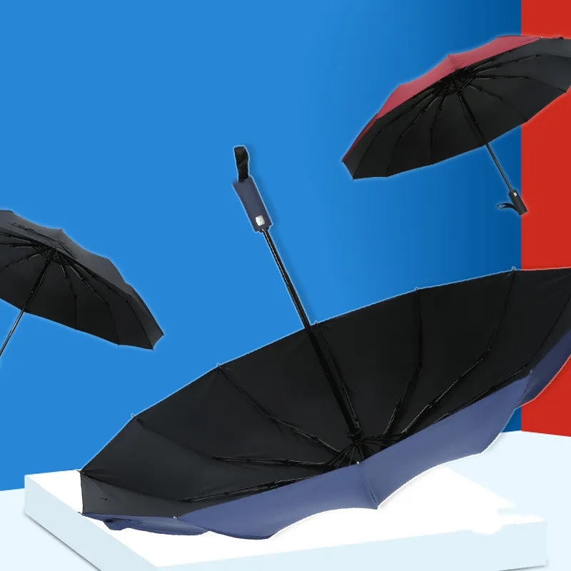 High Quality Custom Fashion Sun Protection Black Coating Automatic Folding Patio umbrellas