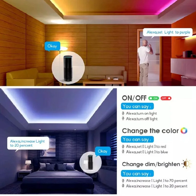 Светодиодная RGB лента с управлением через приложение Magic Home Pro 15 м 20 Wi-Fi 5 10 12