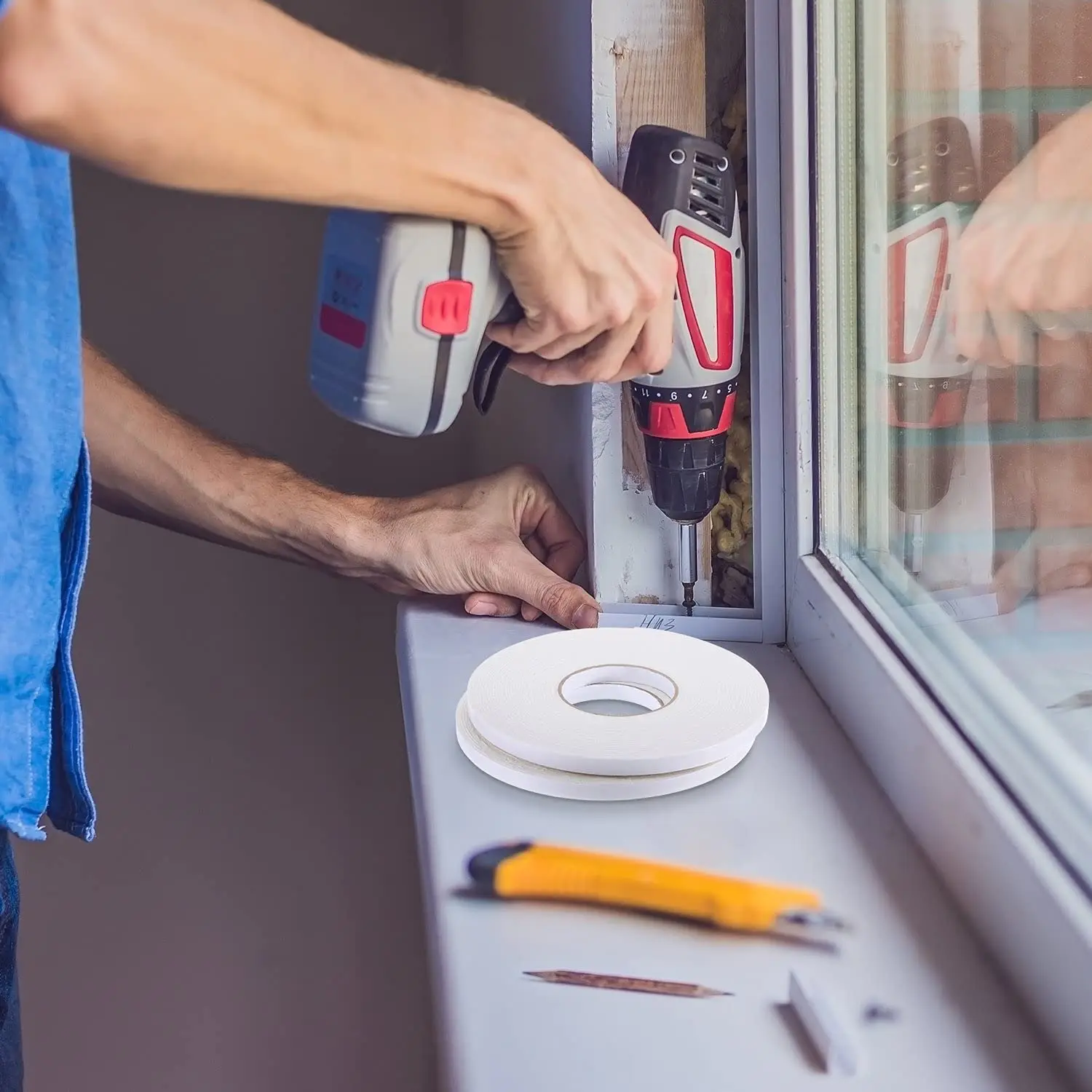 Hot Sales Double Faced Sponge Soft Adhesive Mounting Double Sided PE Roll Foam Tape For Interior Decoration Wall Installation