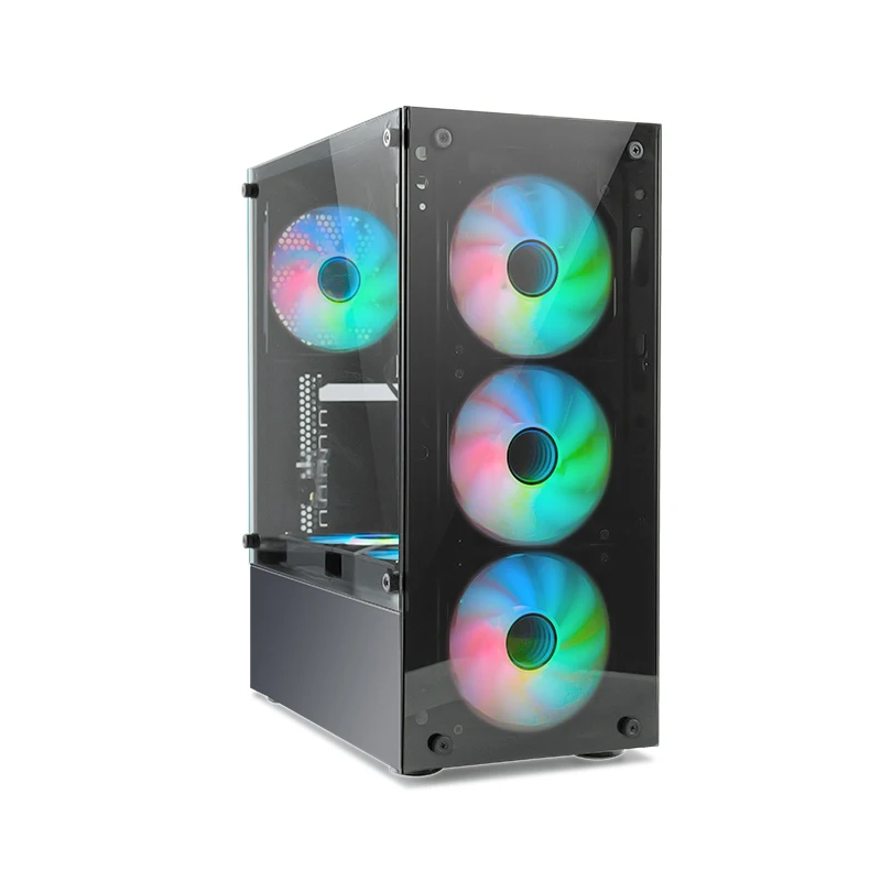 Choiyan игровой корпус для компьютера Micro ATX настольное шасси с поддержкой вентиляторов водяного охлаждения четырьмя слотами из закаленного стекла рабочего стола