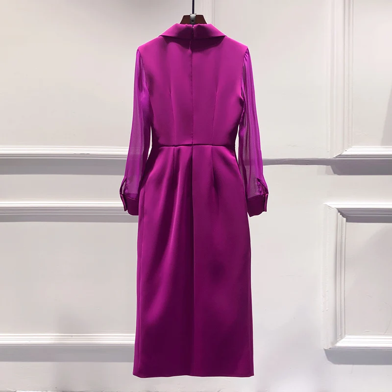 
Custom 2021 Spring Professional Temperament Waist Thin Long Sleeve Classic Retro Dress 