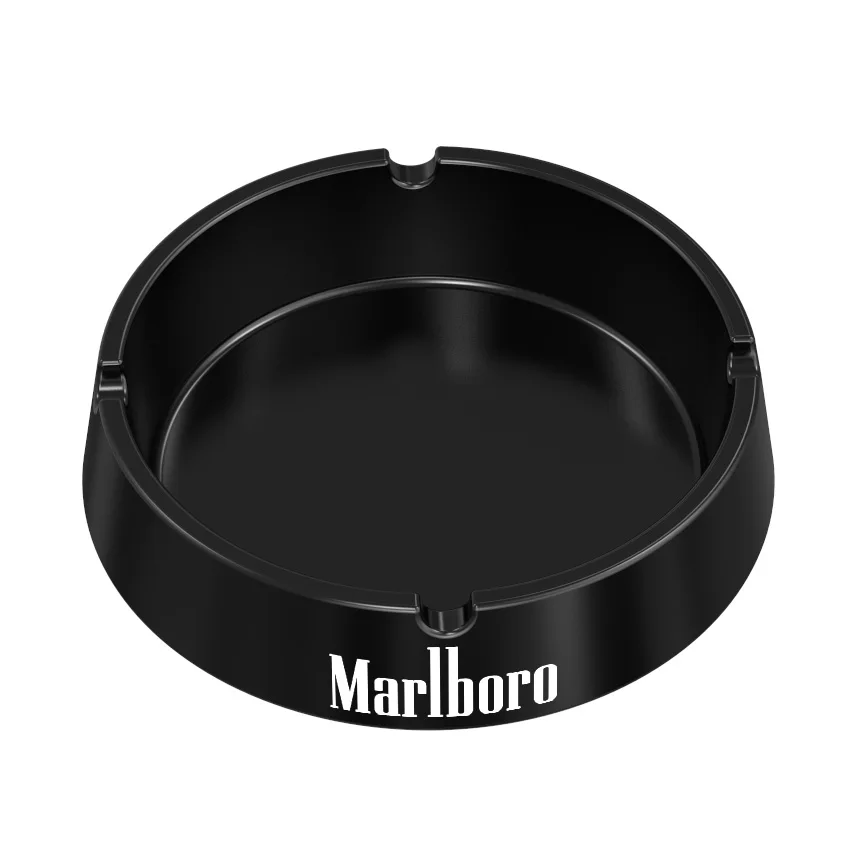 11cm giveaway round black plastic ashtray with customized logo