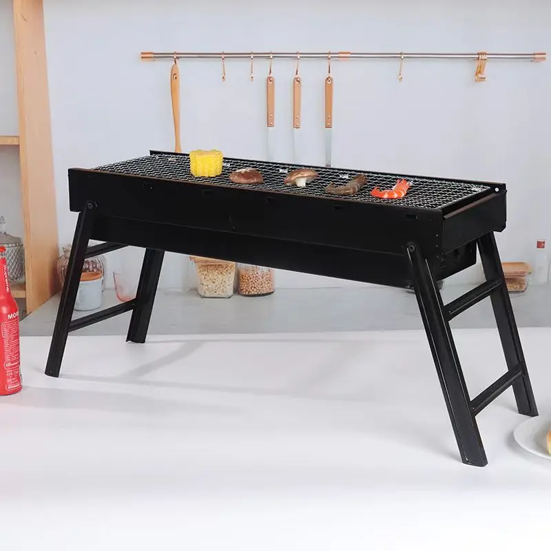 Foldable  iron Charcoal   grill Easily Assembling Collapsible Charcoal BBQ for Outdoor Camping