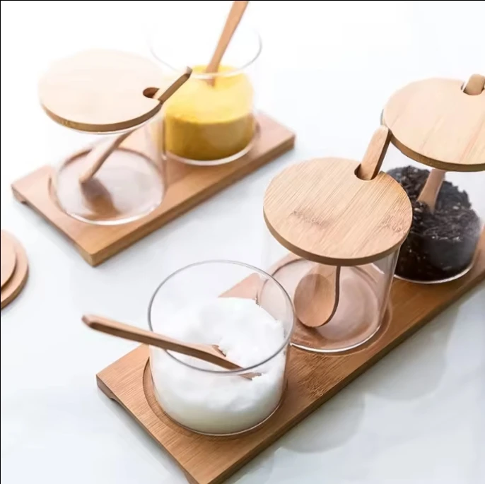 Factory Price 300ml kitchen gadgets Custom kitchenware set Kitchen seasoning Glass storage tank Salt tank