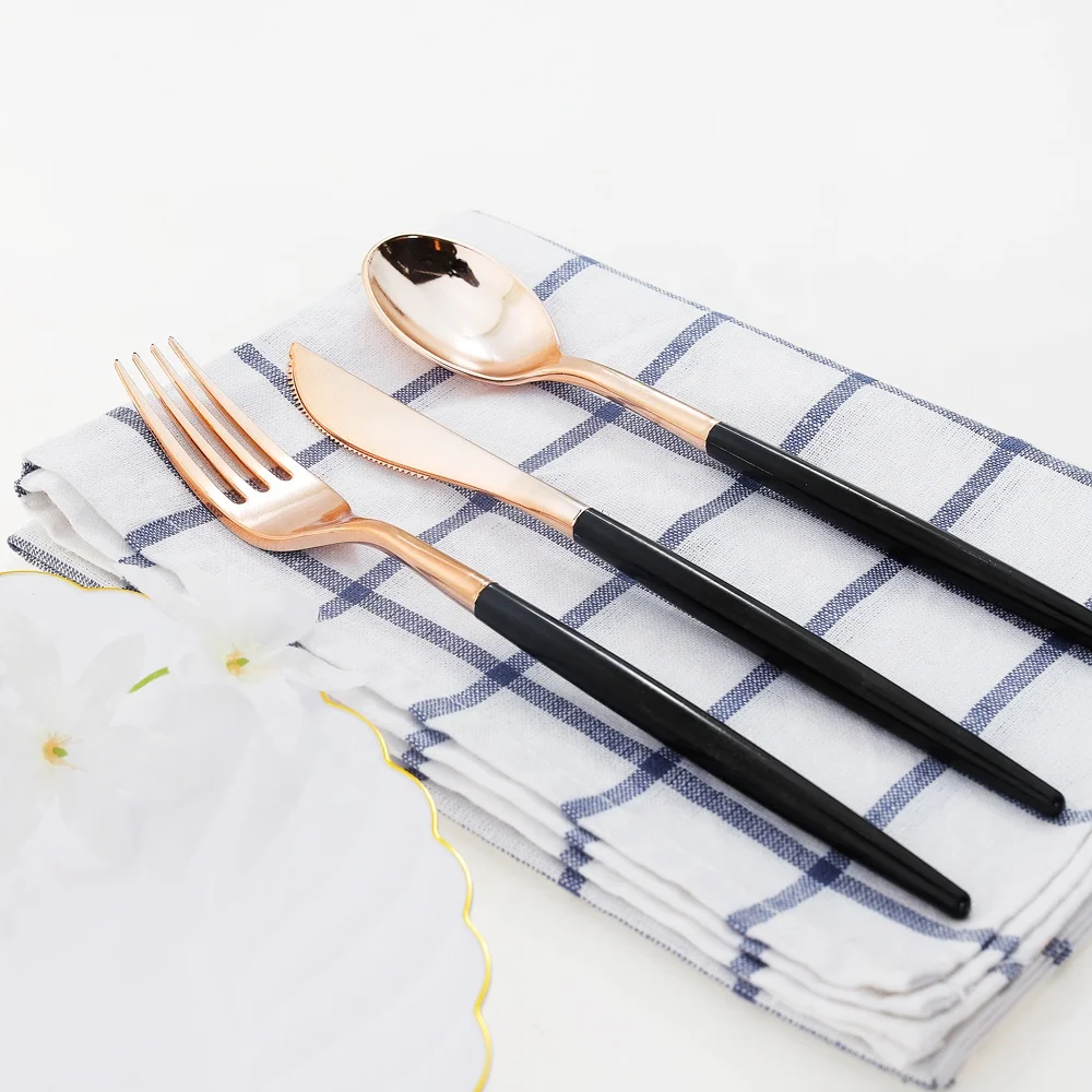 Vintage Style Gold Plastic Silverware Reusable