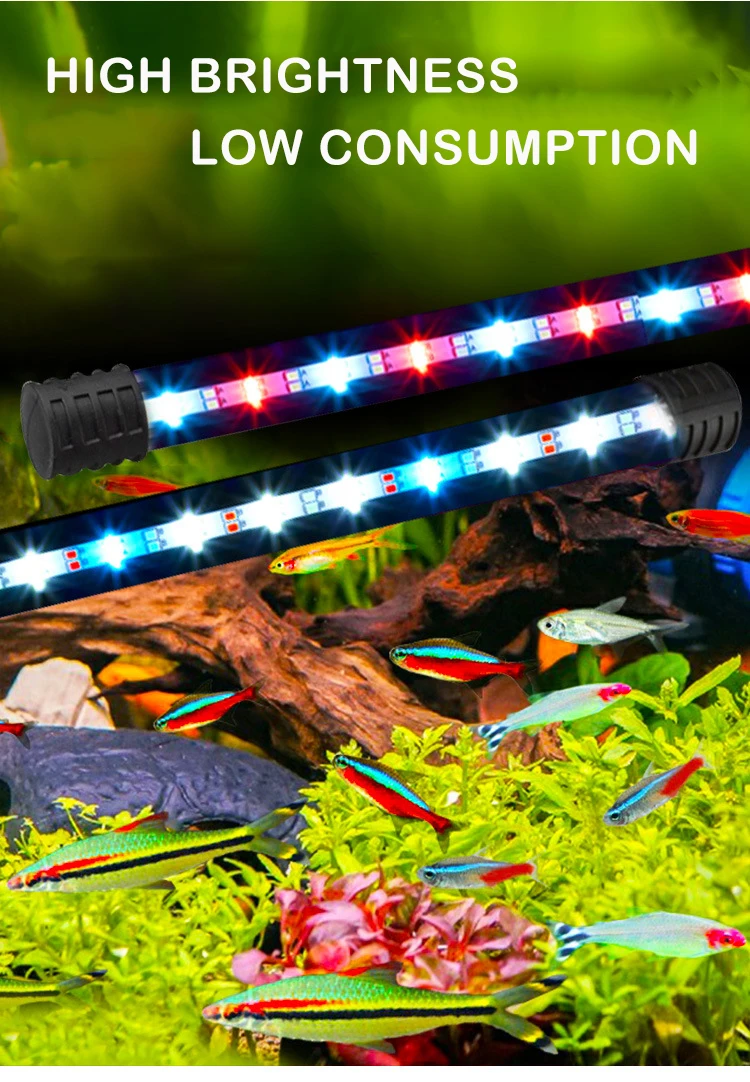 Low Energy Consumption Submersible Fish Tank LED Light Aquarium Lamp With Double Row Light Beads For Fish Lighting