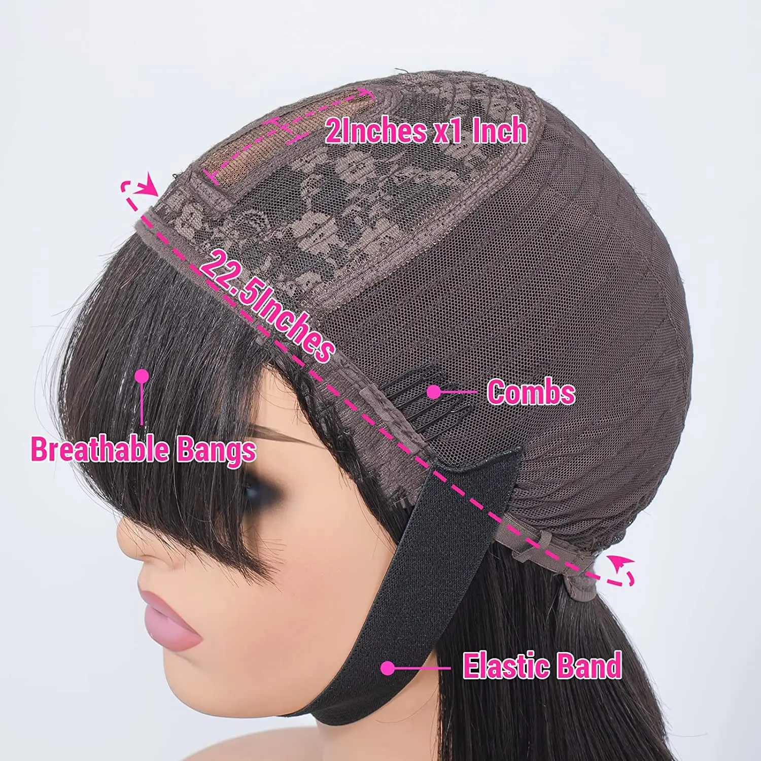 G&T 100% Human Hair Straight Bob Wig With Bangs Glueless Minimalist 2x1 Lace Scalp Bob Bang Wig For Women 180 Density