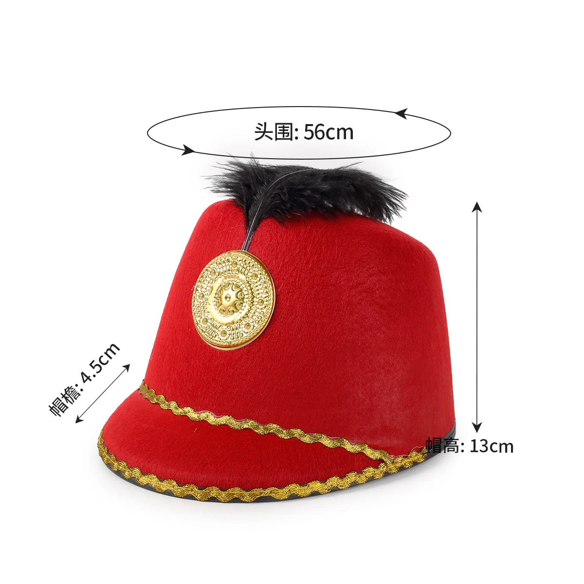 Wholesale Unisex Flat top wool felt hat Custom Round Top Short Brim Ceremonial Uniform Hat