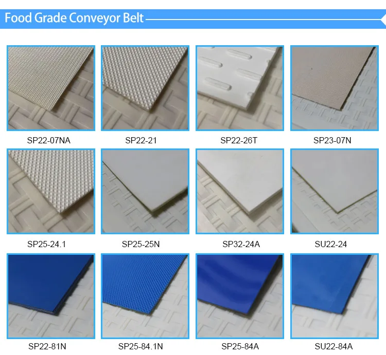 Chinese 14 years manufacturing food machine conveyor belt white blue food grade llat custom pu conveyor belt
