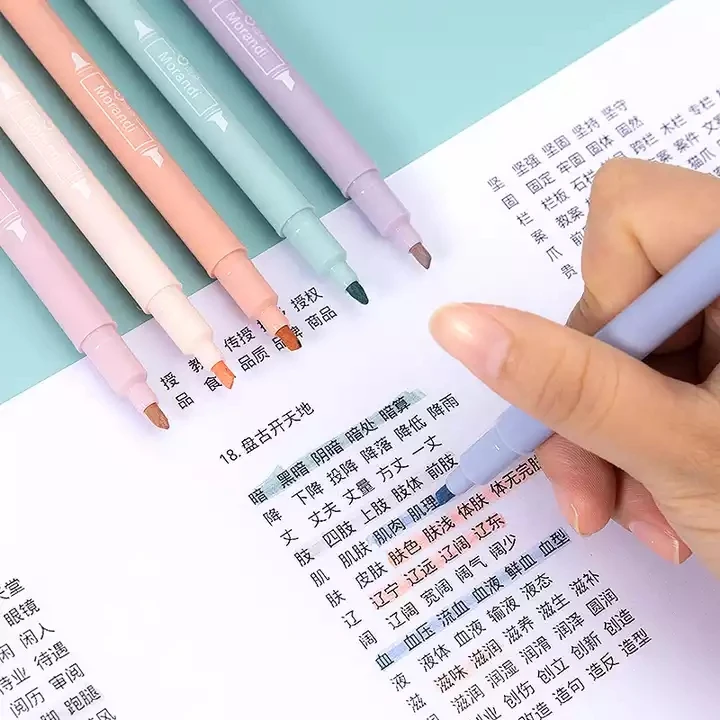 Cute Creative School Student Colored Pens Set Kids Soft Head Highlighter Marker Pens Set Stationery Supplies 6pcs/set