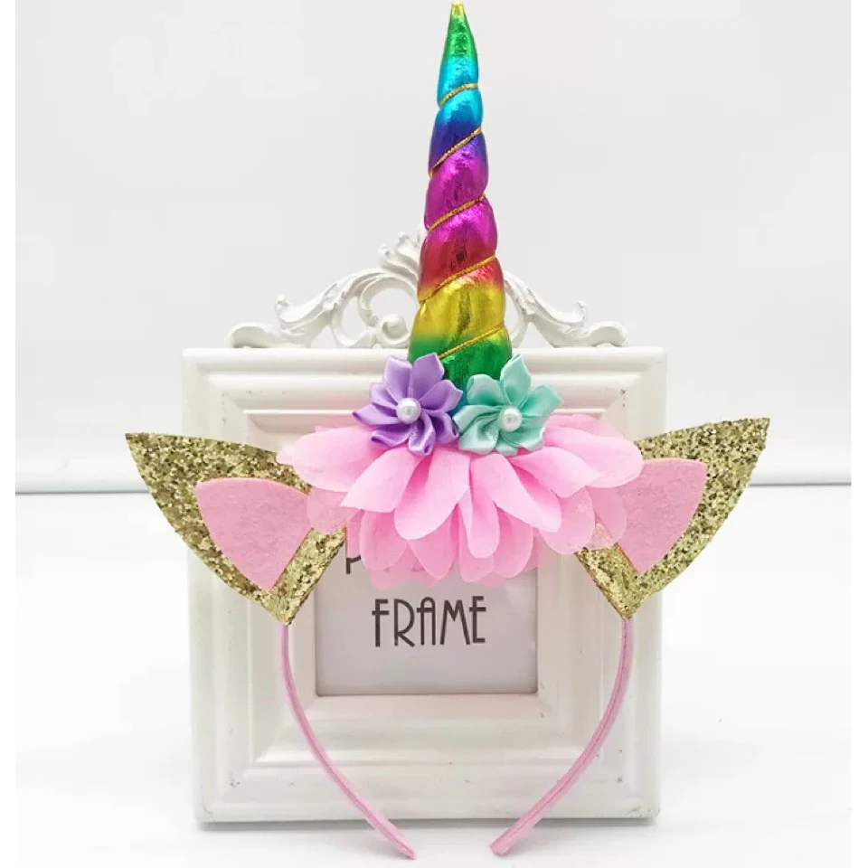 Повязка для волос в виде единорога на день рождения, украшение для вечеринки, головной убор для вечеринки