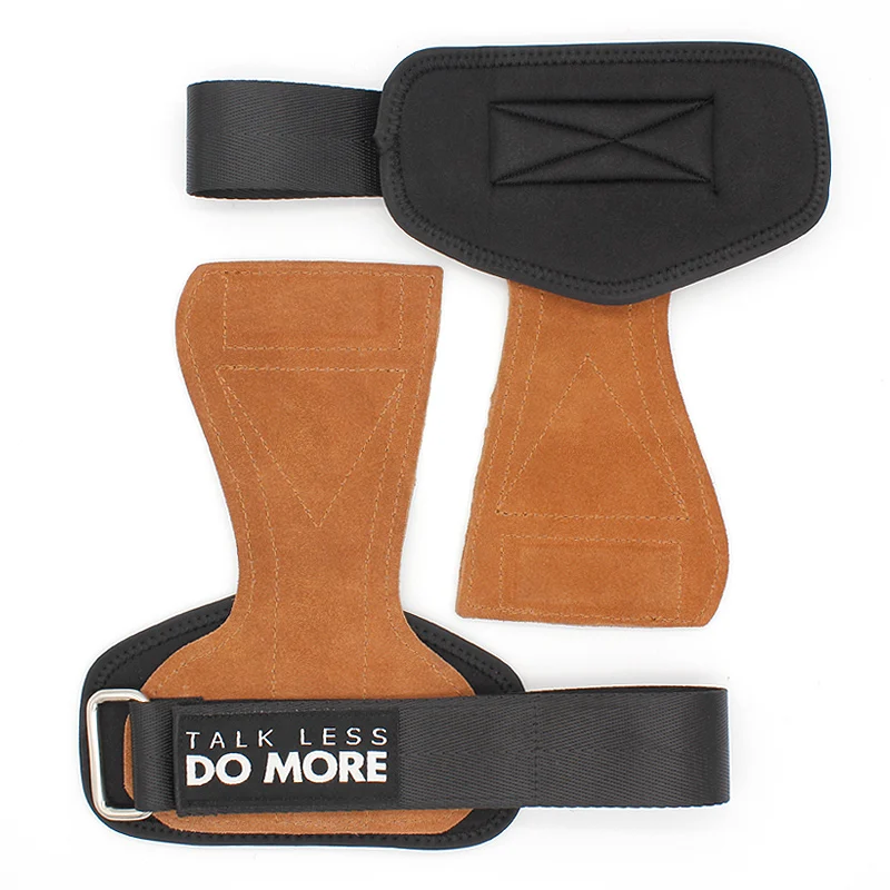 Aolikes Adjustable Non-Slip Weight Lifting Grips Leather Hooks Straps for Deadlifts Pull-ups Heavy Shrugs Wrist Wrap Wrap Gloves