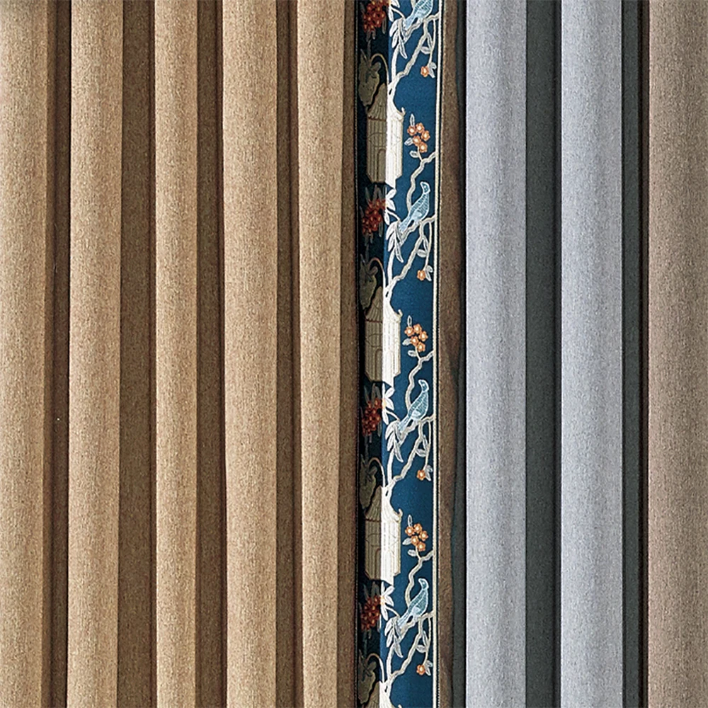 Corrugated pattern color printing thickened polyester shade insulation custom hotel project curtain factory wholesale