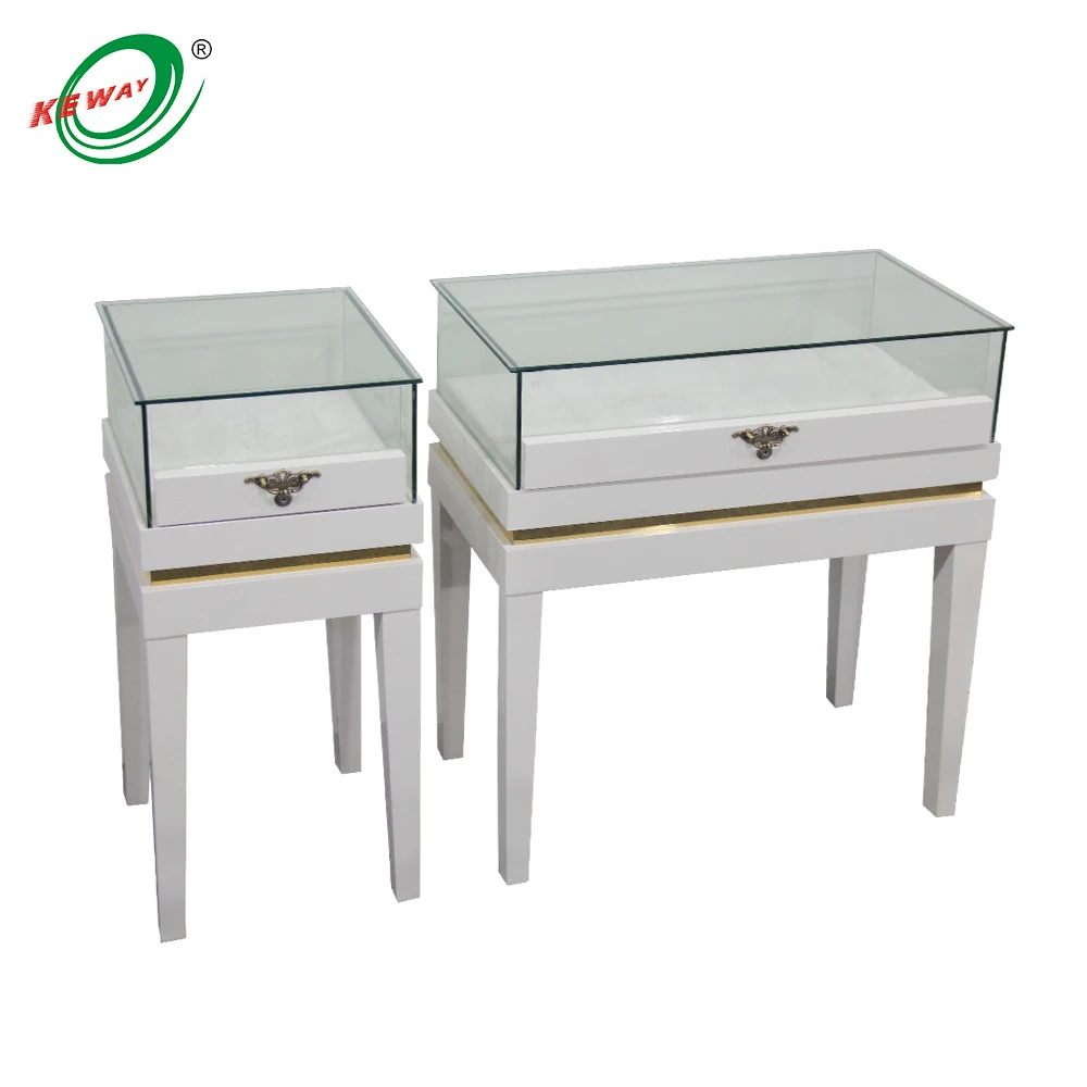 Shopping countertop LED light lamp modern used jewelry showcase display case glass vision showcase