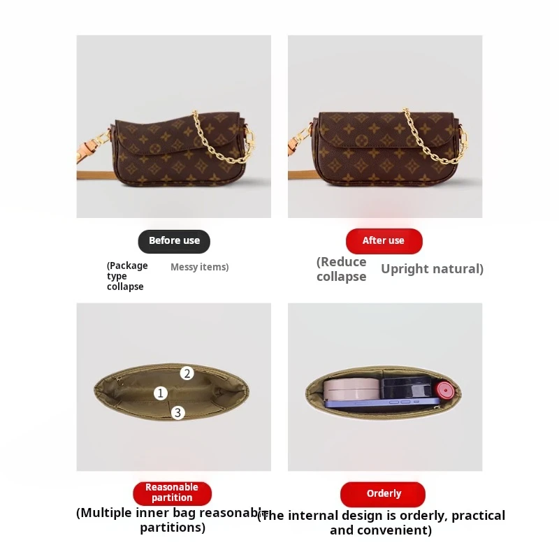 No handbag DuPont Paper Storage Bag with Shoulder Strap Extension Chain Cosmetic Accessories Stay Modifiable