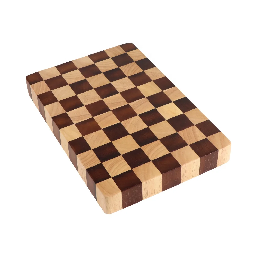 Fancy Fashion Small End-Grain Solid Rubber Wood Cutting Chopping Board 12x8x1.4 inch