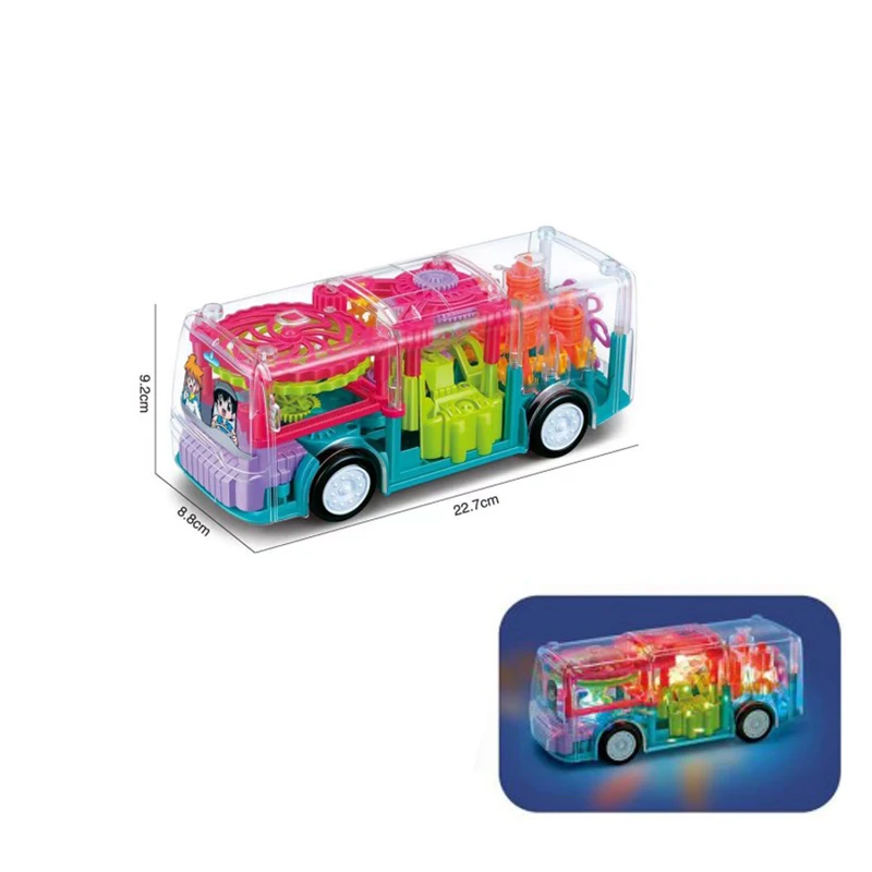 Other transparent gear car electric universal music light simulation model baby kids toy bus