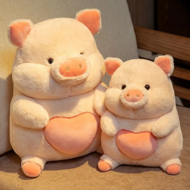 New 25cm Soft Elastic Pink Plump Love Heart Piggy Lazy Little Pig Animal Throw Pillow Stuffed Animal Plush Toy gift for children