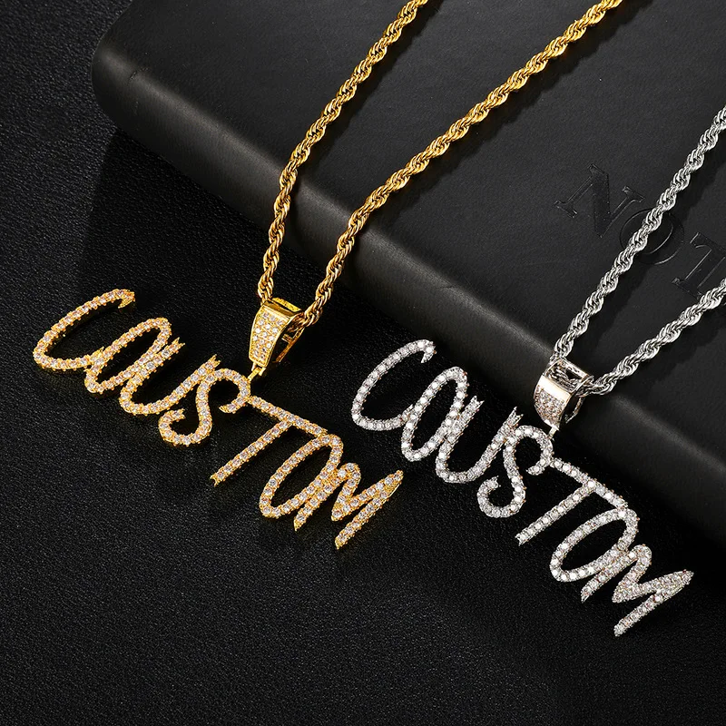 Manufacturers Stock Personalized Custom Letter Necklace Jewelry Combination 4Mm Single Diamond 26 Letter Stitching Necklace