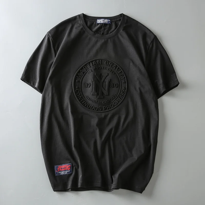 Custom Design 2021 New Loose Fit Casual 100%Cotton 3d Embossed Logo White Short Sleeve Men T Shirt