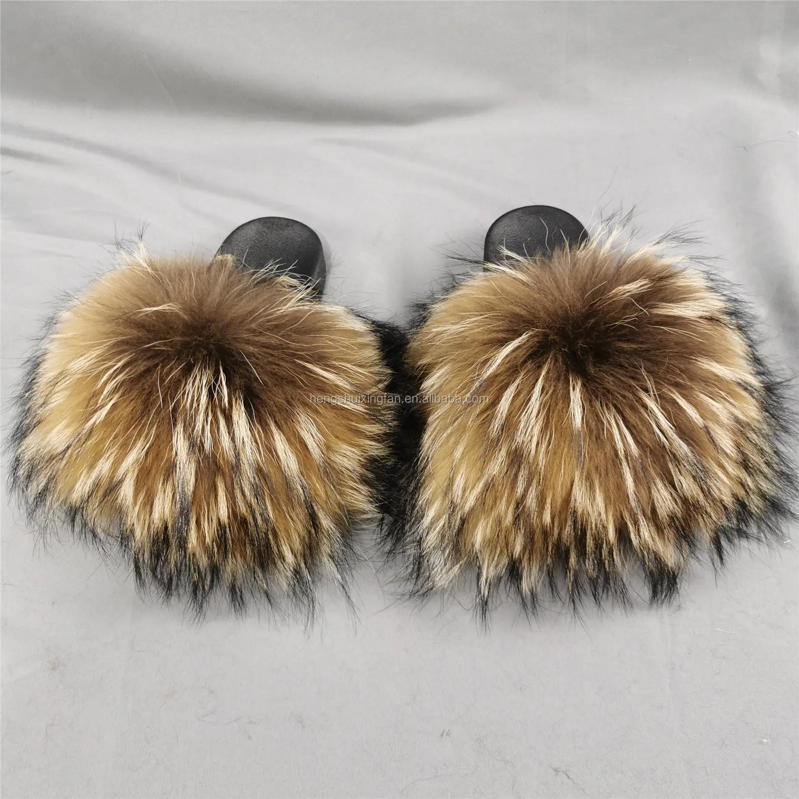 
2021 NEW Women PVC Mink Fur Slides Flat Mink Fur Slippers 