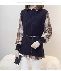 2022 Japan Korea autumn winter new fashion cotton shirt and vest 2 pieces set for women matching sets outfits