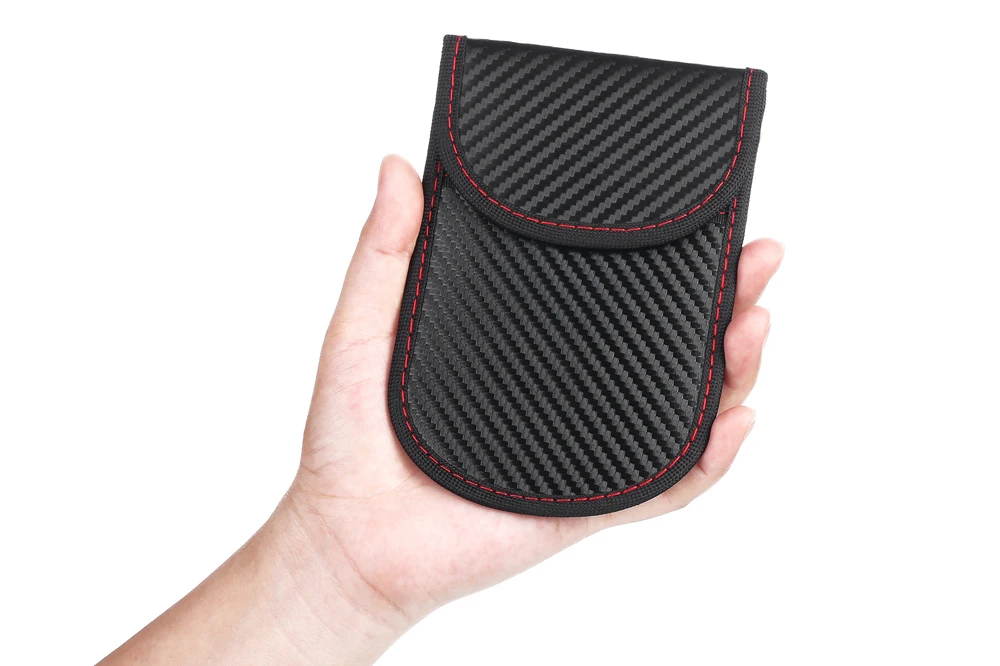 Car Guard Black 2 Pack Quality Carbon Fiber Car Key RFID Signal Blocking Pouch Faraday Bag Signal RFID Blocker