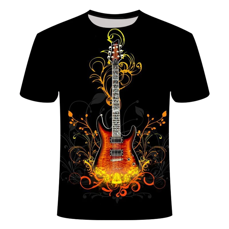 Baseball T-shirt 3D Printed Tshirt O-neck Short-sleeved Rock Musical Instrument T-shirt Guitar Piano Orchestra Gym Custom Tee