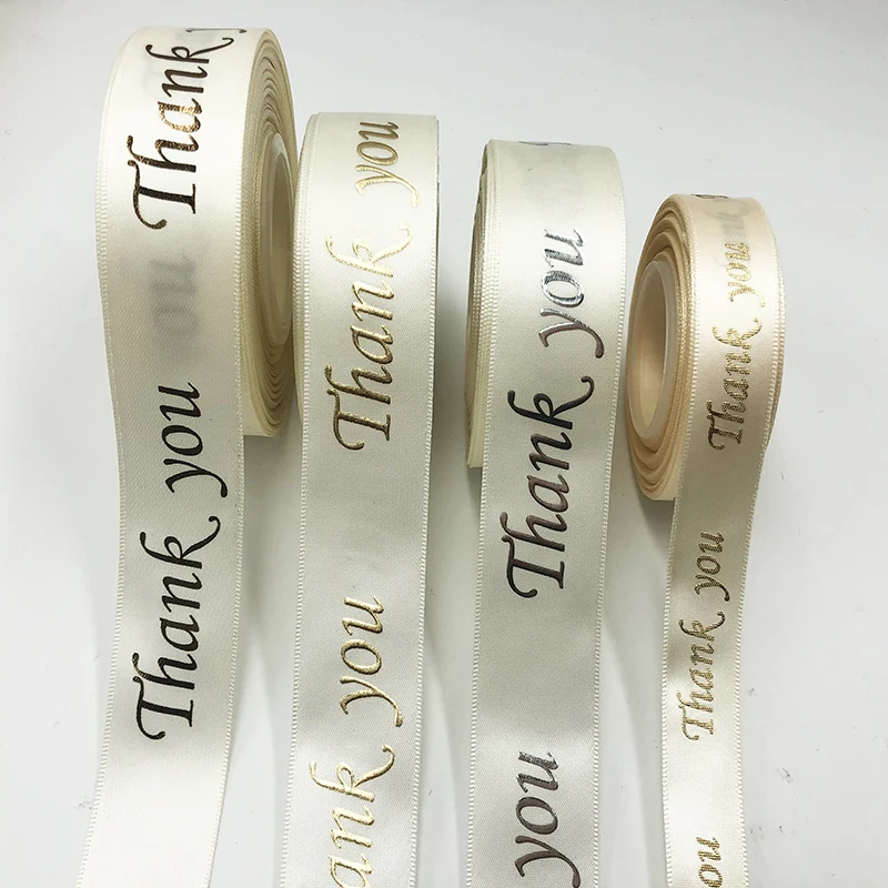 Gordon Ribbons Custom Gold Foil 3D Embossed Printed Gift Polyester Satin Ribbon With Logo Gift Packaging Ribbon