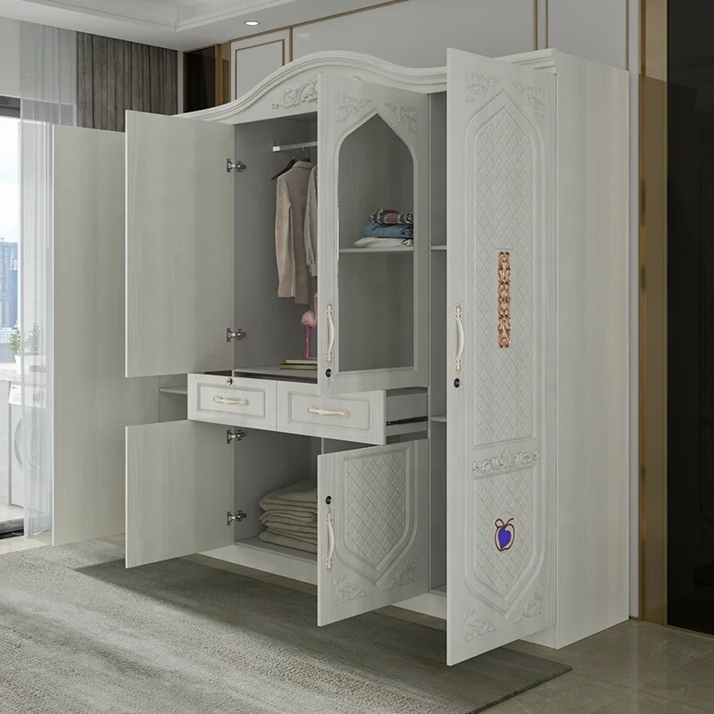 wooden bed room furniture  large modern wardrobes cabinet 2 meter wardrobe 4 doors plastic wardrobe