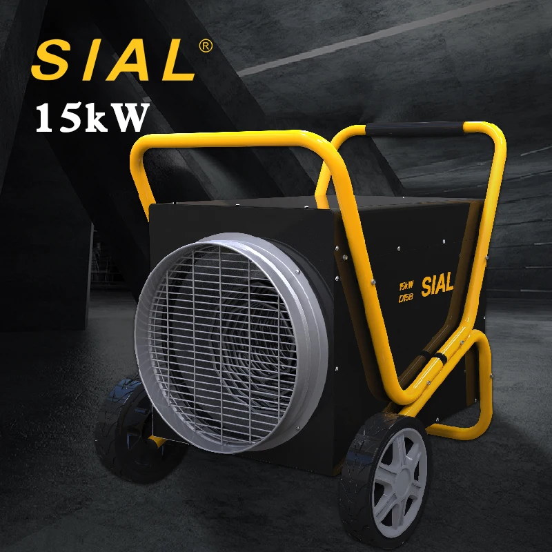 SIAL new 15kw industrial electric heating tube heater with wheels Stainless steel electric heating equipment