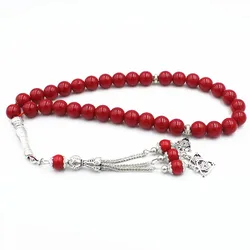 Tasbih Beads Luxury Style Muslim Prayer 33 PCS Red Stone Link Bracelet