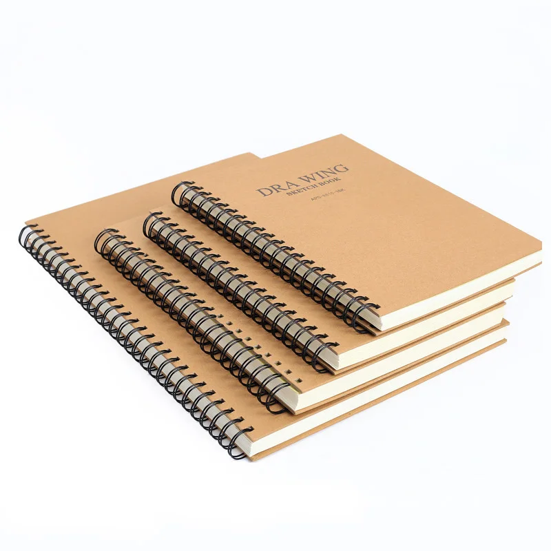 
Spiral Sketch Book Large Notebook Kraft Cover Blank Sketch Pad Wirebound Sketching for Drawing Painting 