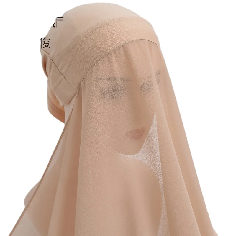 Spot 2021 new solid color gauze modal Baotou scarf pearl chiffon Middle East Malaysia headscarf