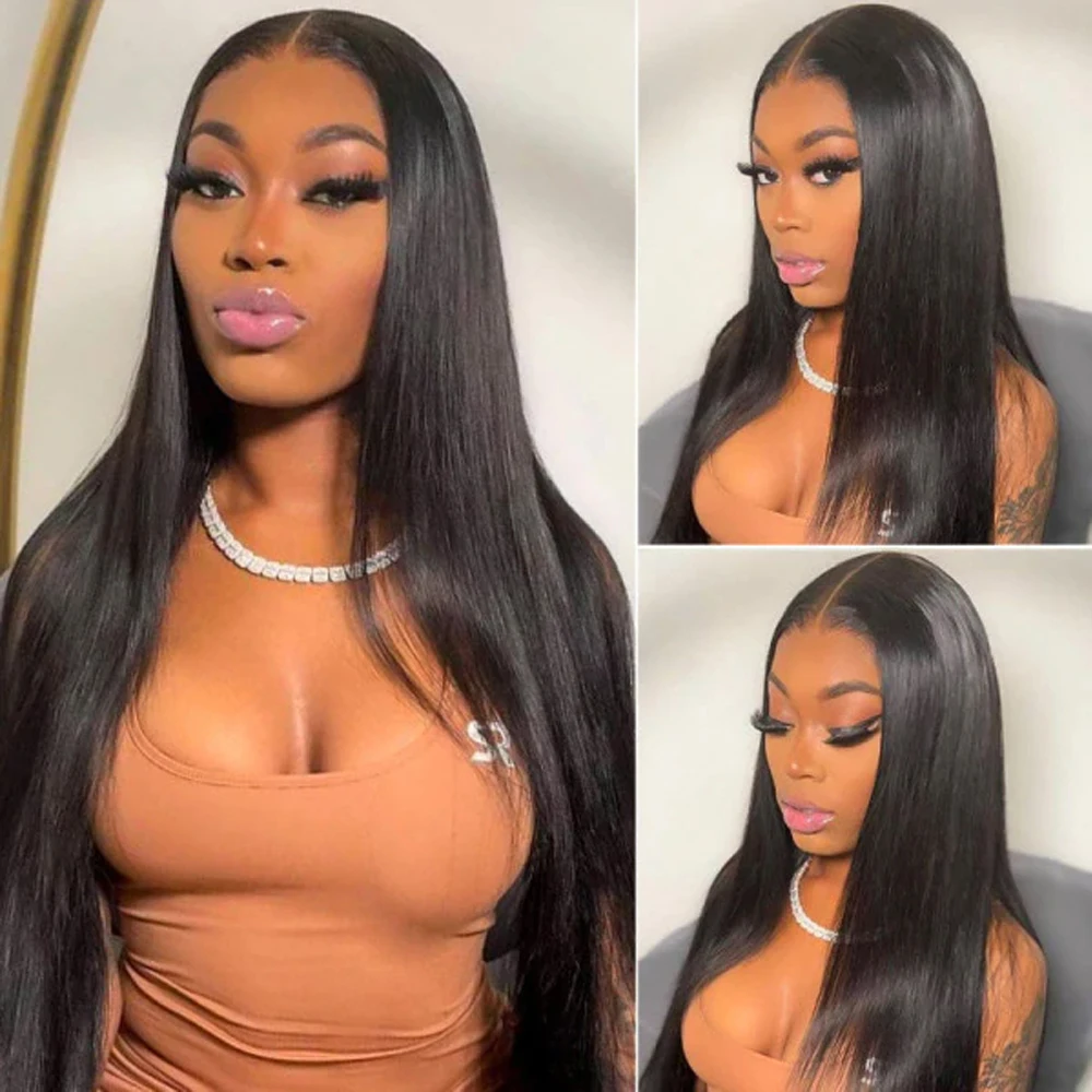 Wholesale 150% Density 10A Virgin Indian Straight 13x4 Transparent Lace Front Wigs for Black Women Full Lace Human Hair Wigs