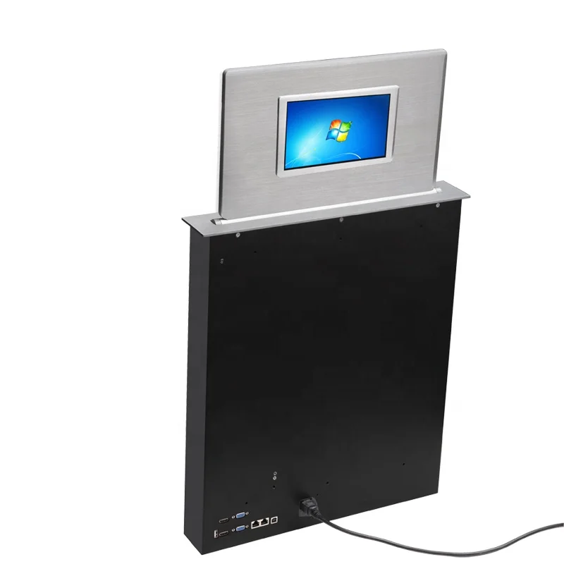 15.6 inch Thin Conference system lift with back panel confer lcd desktop motorized