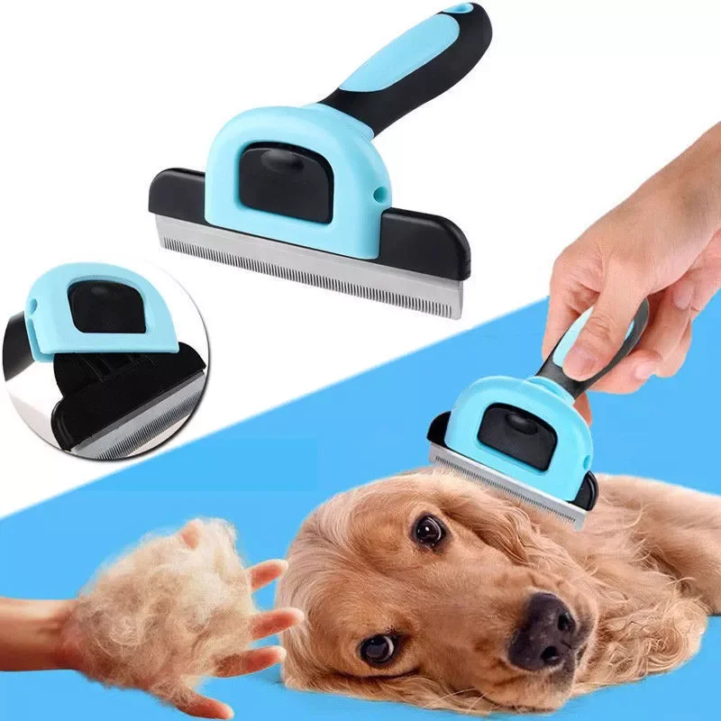 Double Sided Shedding and Dematting Undercoat Rake Comb Pet Grooming Brush Deshedding Tool for Dogs and Cats