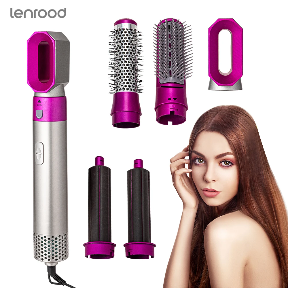 Lenrood Hair Dryer Brush LRJ-1022 5 in 1 Dryer Straightening Curling Styling Hot Air Brush Hair Curler One Step Hair Dryer