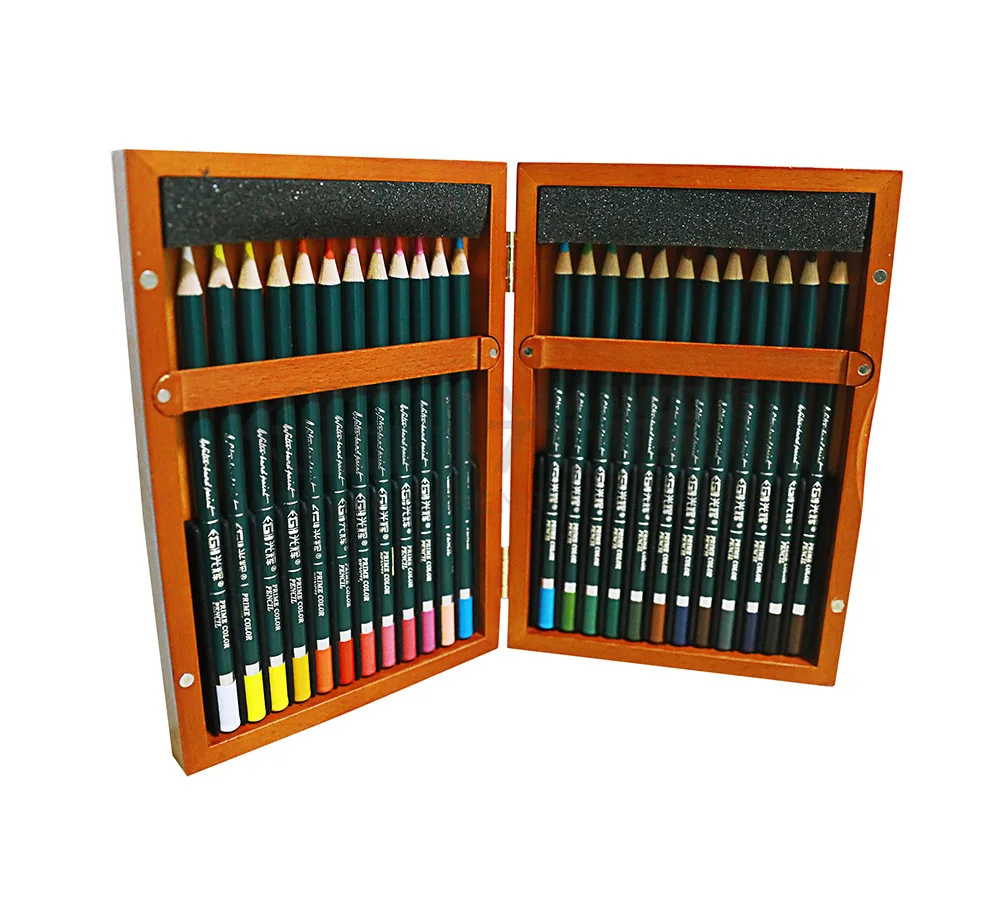 
2021 New 24 36 48 72 colors wood box packing water-soluble color pencil sets for artist and children 