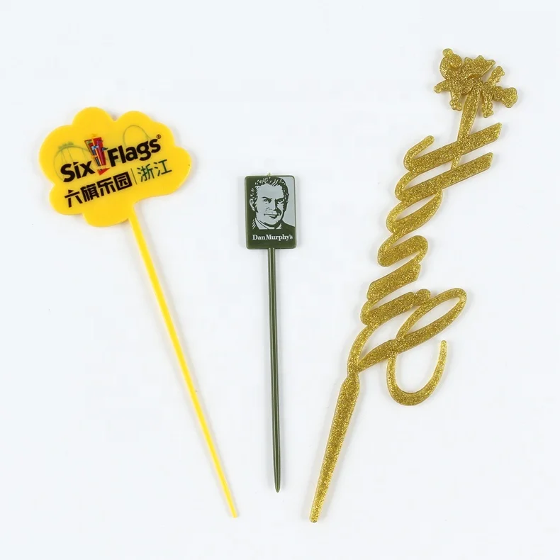 Plastic fruit pick custom shape and logo various color picks