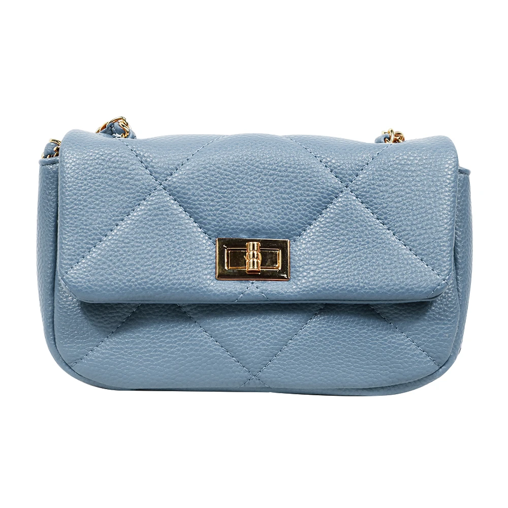 Mini Size Handy Lightweight Vegan Leather flap lock  square  camera  Crossbody quilted handbag