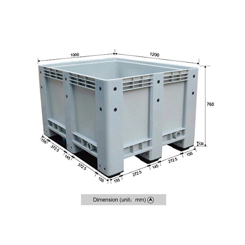 1200*1000 Rigid  Bulk Storage Container Plastic Solid Side Gaylord Pallet Container Crates  Boxes With Lids