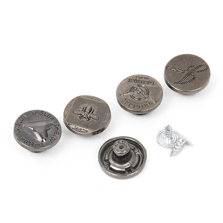 Custom logo Jacket zinc alloy brand denim botton metal 17mm zamak jeans buttons and rivets for clothes jeans denim