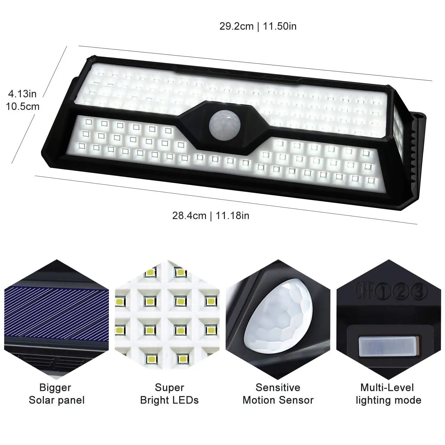 2022 Amazon Hot Selling Custom 4.5w Portable Ip65 136 Led  Solar Sensor Wall Light (1600488927007)