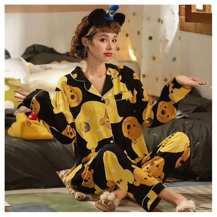 Summer milk cotton pajamas girl cute cardigan large size short sleeve shorts suit pajamas ladies
