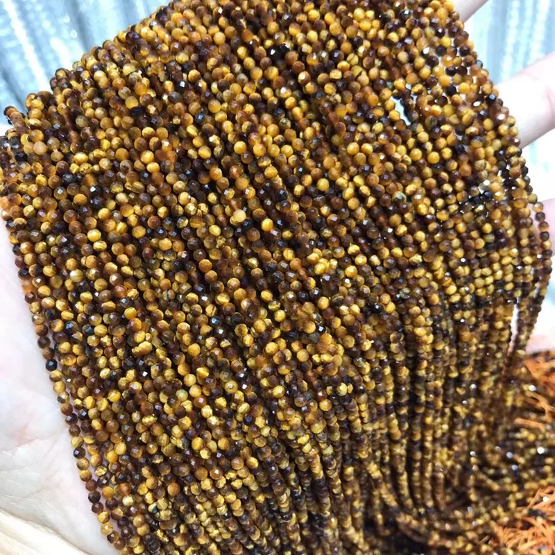 wholesale 2mm 3mm 4mm faceted tiger eye beads bracelet semi-precious gemstone beads for bracelet making jewelry making