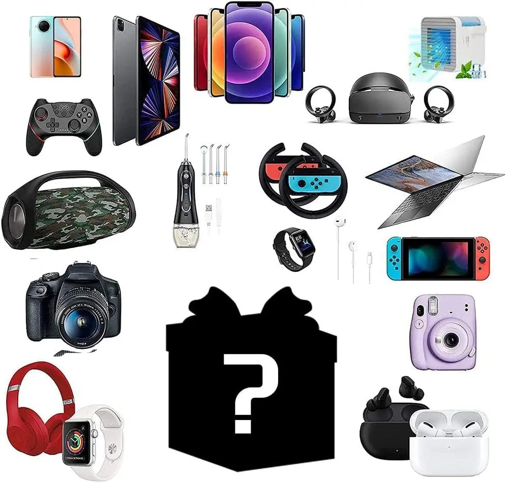 10 to 20 items inside the box Mystery Box Electronics Best Gift may have Microwave Electric Mixer E-book Reader 3D Smart TV...